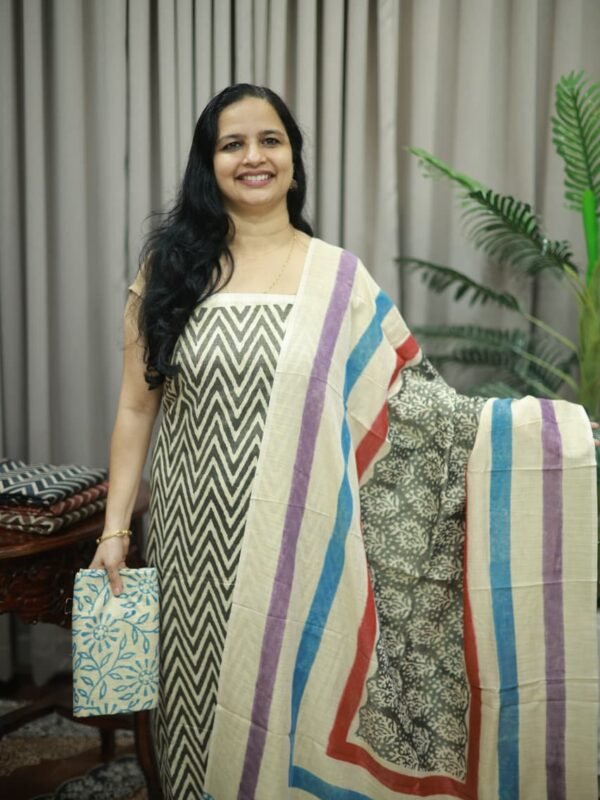 SEMI JUTE UNSTITCHED SET(RDCH-SJT-13) - Image 2