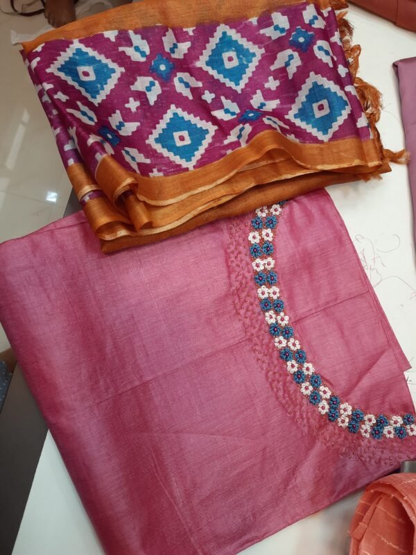 Handworked tusser silk salwar suits - Image 2