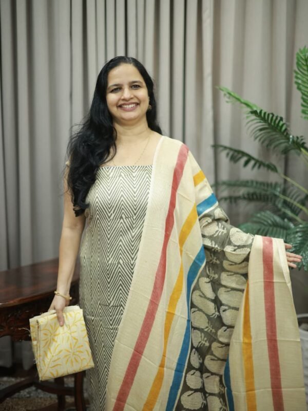 SEMI JUTE UNSTITCHED SET(RDCH-SJT-12) - Image 2
